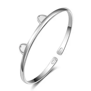 Кот-дракон открывает рот, Япония и Южная Корея, милый браслет с котом, женский браслет с кошачьими ушками, серебряные украшения для рук Adjustable size