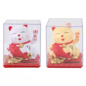 Кот, машущий на солнце, инновационный, милый, солнечный, счастливый кот, работающий на солнечной энергии, с прозрачным чехлом White