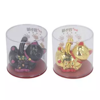 Кот, машущий на солнечной батарее, инновационный, милый, автоматический, машущий рукой, работающий на солнечной энергии, кот удачи для приборной панели автомобиля Checkou Black