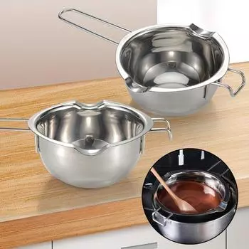 Котел для плавления воска из нержавеющей стали с термостойкой ручкой для плавления шоколадных конфет и принадлежностей для изготовления свечей 400ml