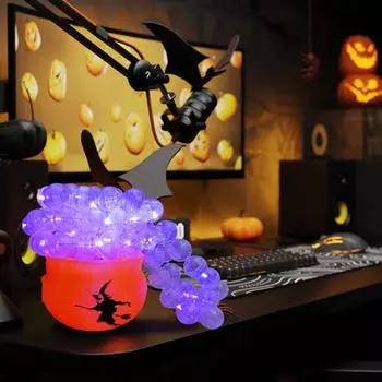 Котел для ведьмы на Хэллоуин своими руками, светящийся пузырящийся котел, набор для Хэллоуина, жуткое настольное украшение для дома, кухни, стола для вечеринки C