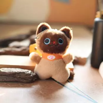 Котенок Крошечный Прелестный Плюшевый Брелок Плюшевая Мягкая Набивная Кукла Подвеска для Сумки Brown
