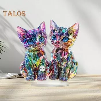 Котенок настольное стоящее украшение красочный миниатюрный 2D акриловый двойной знак кота стоящее животное украшения для домашнего стола декор стола разноцветный