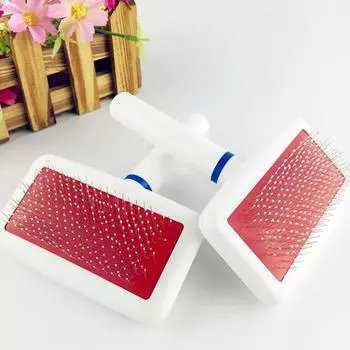 Котенок Щенок Кошка Линька Уход Триммер Расческа Чистка Жабры Пуходерка Инструмент Гребень для Меха Расческа красный/белый