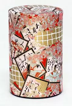 Kotodo Takahashi Seisakusho Чайница японская бумага окрашенная васи банка длинная 100 г Хэйан Эмаки Карута (розовый) #118