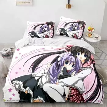 Kotori Itsuka Cosplay Bedding Set,Duvet Cover Comforter Bed Set Quilt Cover Pillowcase,King Queen Twin Size Boys Girls Adultse 135X200cm-2pcs