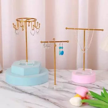 Кованая стойка для украшений, ожерелье, серьги, стойка для показа украшений, комод для хранения вещей в спальне, Т-образная стойка для украшений белый