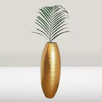 Кованая Золотая Металлическая Напольная Ваза Высокая Декоративная Ваза для Гостиной, Современный Минималистичный Дизайн, Идеально подходит для Сухоцветов (24 дюйма)