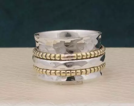 Кованое текстурированное двухцветное кольцо из стерлингового серебра 925 пробы, серебряное кольцо ручной работы для женщин, свадебные подарки, идея 5,6,7,8,9,10,11,12,13,14,