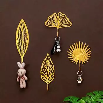 Кованые крючки из кованого железа в скандинавском стиле в форме листового золота, роскошная фирменная настенная вешалка, вешалка для хранения полотенец, одежды, домашней организации