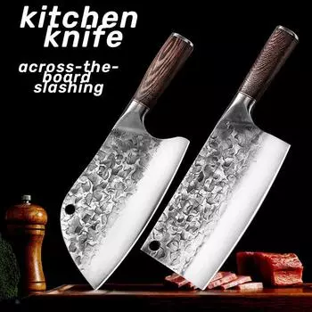 Кованые кухонные ножи Chopper Set FullTang Hand Made Chef Knife Professional Мясорубка Сталь обернута вокруг ручки из цельного дерева