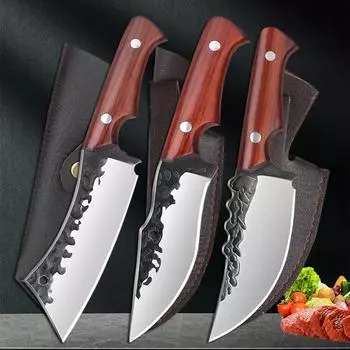 Кованый кухонный нож для обвалки мяса, мясницкий нож, универсальный нож для резки мяса, нож для барбекю, рыбалки, чистки овощей, инструменты для приготовления пищи