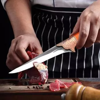 Кованый кухонный нож для разделки мяса, нож для нарезки рыбы и овощей, пластиковая ручка, ножи для мясника и повара с чехлом