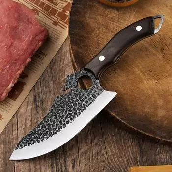 Кованый кухонный нож Многофункциональный нож для обвалки Нож мясника Кухонный нож для разделки мяса