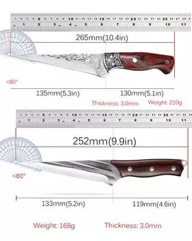 Кованый кухонный нож-тесак из высокоуглеродистой стали для мяса, рыбы, фруктов, овощей, профессиональный нож для обвалки мяса с чехлом