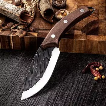 Кованый мясник, кухонный нож шеф-повара, нержавеющая сталь, мясо, рыба, фрукты, овощи, нарезка костей, измельчение, охотничьи ножи-тесак