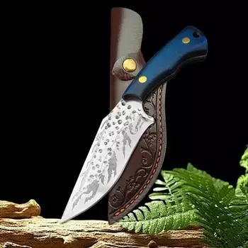 Кованый нож для обвалки, кухонный нож, нож для резки мяса для барбекю, рыболовный нож, универсальный кухонный нож с ножнами