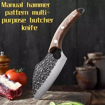 Кованый нож для обвалки мяса, разделочный нож, мясной нож, нож для снятия шкуры, пряжка для пальца, кухонный тесак из высокоуглеродистой стали, нож мясника