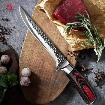 Кованый нож для обвалки, нож шеф-повара из нержавеющей стали для мяса, костей, рыбы, фруктов, кухонный нож, Кливер, нож мясника knife with cover