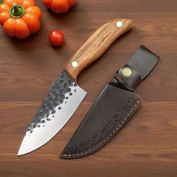 Кованый обвалочный нож Мясной Рыбный Нож для нарезки Тесак с деревянной рукояткой Барбекю Рыбалка Приготовление пищи Режущие инструменты с ножнами
