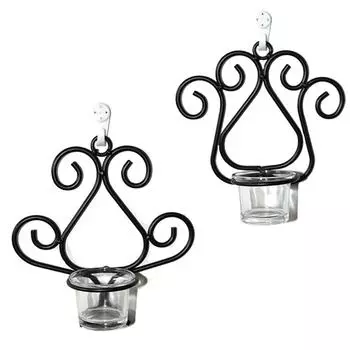 Кованый подсвечник Винтаж Металлический настенный подсвечник для дома Свадьба Романтический ужин Украшение Черный B