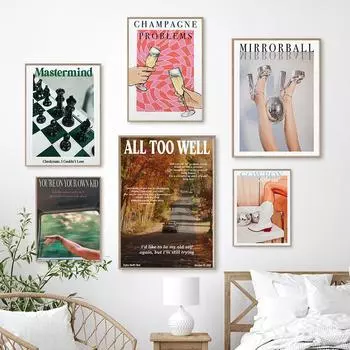 Ковбой, как я, ретро постер, розовый девчачий холст, печать, картина, диско-шар, картина, искусство, спальня, гостиная, интерьер, украшение дома 21x30cm No Framed белый