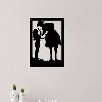 Ковбой, ковбой, пара, металлический художественный знак, девять на тринадцать, новый домашний декор, настенный ковбой, ковбой, девушка, металлический художественный знак, девять на тринадцать чёрный
