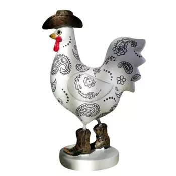 Ковбой Петух Смола Фигурка Мультяшный Сапог Домашний Офис Настольное Украшение Статуэтка Скульптура Животного Орнамент белый