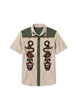 Ковбойская гитарная рубашка Мужская гавайская рубашка Летняя 3D-принт С коротким рукавом На пуговицах Тропический белый топ Рубашка Мужская De S