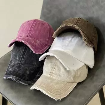 Ковбойская кепка для улицы, женская, универсальная, дырки, стираная, старая, интернет-знаменитость, солнцезащитный козырек, солнцезащитный крем для лица, маленькая бейсболка Adjustable фиолетовый