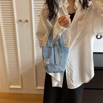 Ковбойская корзина для овощей, ручная прогулочная цветная ручная сумка с изгибом, новинка 2024 года, универсальная американская сумка на плечо для поездок на работу