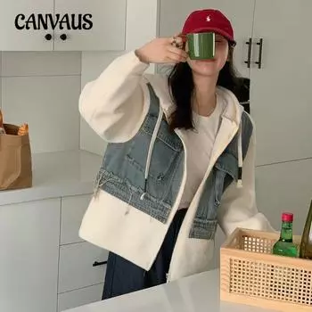 Ковбойская куртка-свитер с плетением, женская осенне-зимняя мода, свободный вязаный кардиган с капюшоном One size бежевый