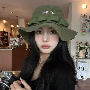 Ковбойская шляпа для отдыха на природе, детская, весенняя и летняя, тонкая, дышащая, шляпа-ведро, походная, солнцезащитная шляпа M56-58cm армия зеленый