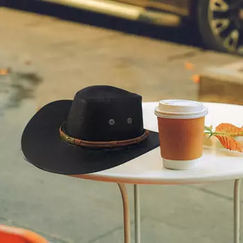 Ковбойская шляпа для женщин и мужчин Классическая шляпа от солнца Модный музыкальный фестиваль на открытом воздухе чёрный