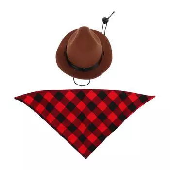 Ковбойская шляпа и шарф для собак, регулируемый ковбойский костюм для домашних животных, комплект для ролевых игр на Хэллоуин(черный