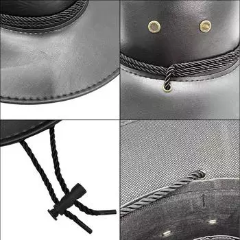 Ковбойская шляпа из искусственной кожи в стиле вестерн, мужская шляпа в стиле джаз с большими полями, женская шляпа для выхода на улицу, рыцарская шляпа с затенением M56-58cm