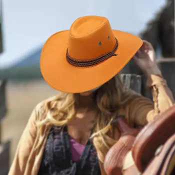 Ковбойская шляпа-ковбойша с плоскими полями, костюм, аксессуары, солнцезащитные шапки-сомбреро жёлтый