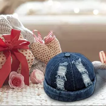Ковбойская шляпа, легкая дышащая джинсовая ткань с рваными отверстиями, мужская и женская летняя шляпа, однотонная шляпа, уличный стиль, головной убор темно-синий
