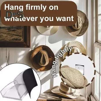 Ковбойская шляпа Настенный крючок Клейкое винтовое крепление Прочный акриловый Многофункциональный с широкими полями Ковбойская шляпа Вешалка Органайзер Стойка для выставки товаров чистый