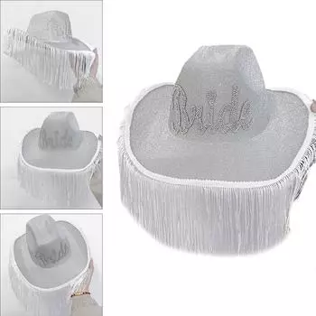 Ковбойская шляпа с кисточками для невесты, ковбойская шляпа с кисточками, ковбойская шляпа с кисточками, девичник, свадебная шляпа, шляпа для невесты, ковбойская шляпа A