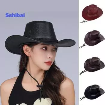 Ковбойская шляпа с регулируемыми широкими полями, анти-УФ-дышащая дышащая шляпа для активного отдыха на открытом воздухе, солнцезащитная ковбойская шляпа для прогулок коричневый