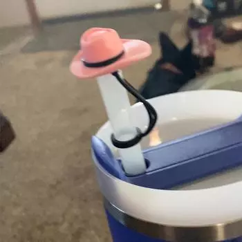 Ковбойская шляпа, соломенная крышка, крышка для стакана, 30 и 40 унций, 10 мм, ковбойская шляпа, силиконовый соломенный топпер, защитная крышка розовый