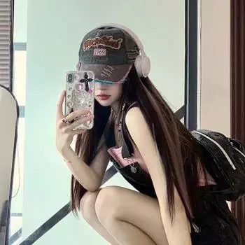 Ковбойская шляпа в стиле Spice girl для детей, старая кепка с кантом, модная абсолютно новая модная бейсболка с буквами для весны и лета для мужчин Adjustable синий