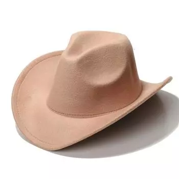 Ковбойская шляпа в стиле вестерн, черная шерстяная шляпа в стиле джаз, фетровая шляпа в этническом стиле для мужчин и женщин, большая шляпа с карнизом Children 54cm