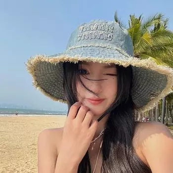 Ковбойская шляпа в стиле вестерн, детская летняя шляпа с большими полями, солнцезащитная шляпа, универсальная шляпа для бассейна, для альпинизма, рыбалки, ведро 54-58cm темно-синий