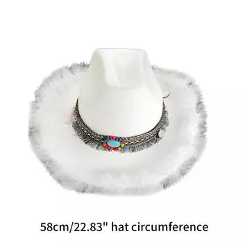 Ковбойская шляпа в стиле вестерн для женщин, ковбойская шляпа для косплея, девичник, головной убор для девочек, аксессуары для головы для свадебной вечеринки белый