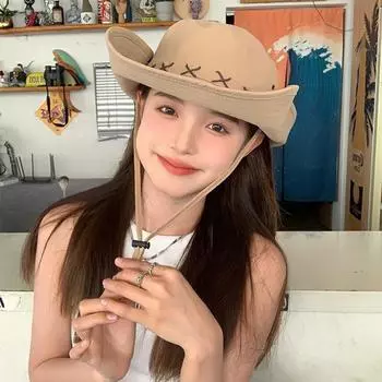 Ковбойская шляпа в стиле вестерн, летняя, женская, солнцезащитный козырек, американская, ретро, для кемпинга, с большими карнизами, для альпинизма Average size (54-60cm) чёрный