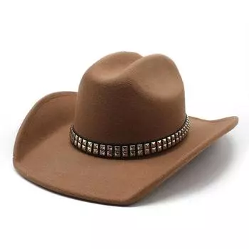 Ковбойская шляпа в стиле вестерн, мужская повседневная универсальная ретро бежевая шерстяная шляпа-цилиндр, женская сценическая джазовая шляпа M56-58cm хаки