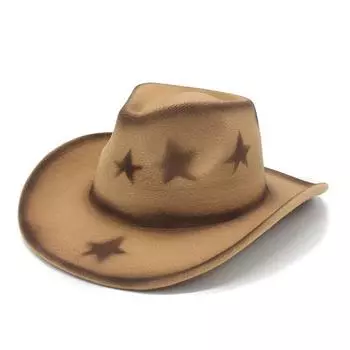 Ковбойская шляпа в стиле вестерн с постепенным изменением цвета пентаграммы британская ретро-шляпа для велоспорта в стиле джаз-цилиндр M56-59cm