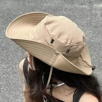 Ковбойская шляпа-ведро, женская летняя шляпа для скалолазания, солнцезащитная шляпа, мужская шляпа с большими полями, с защитой от ультрафиолета, для активного отдыха весной one size fits all хаки